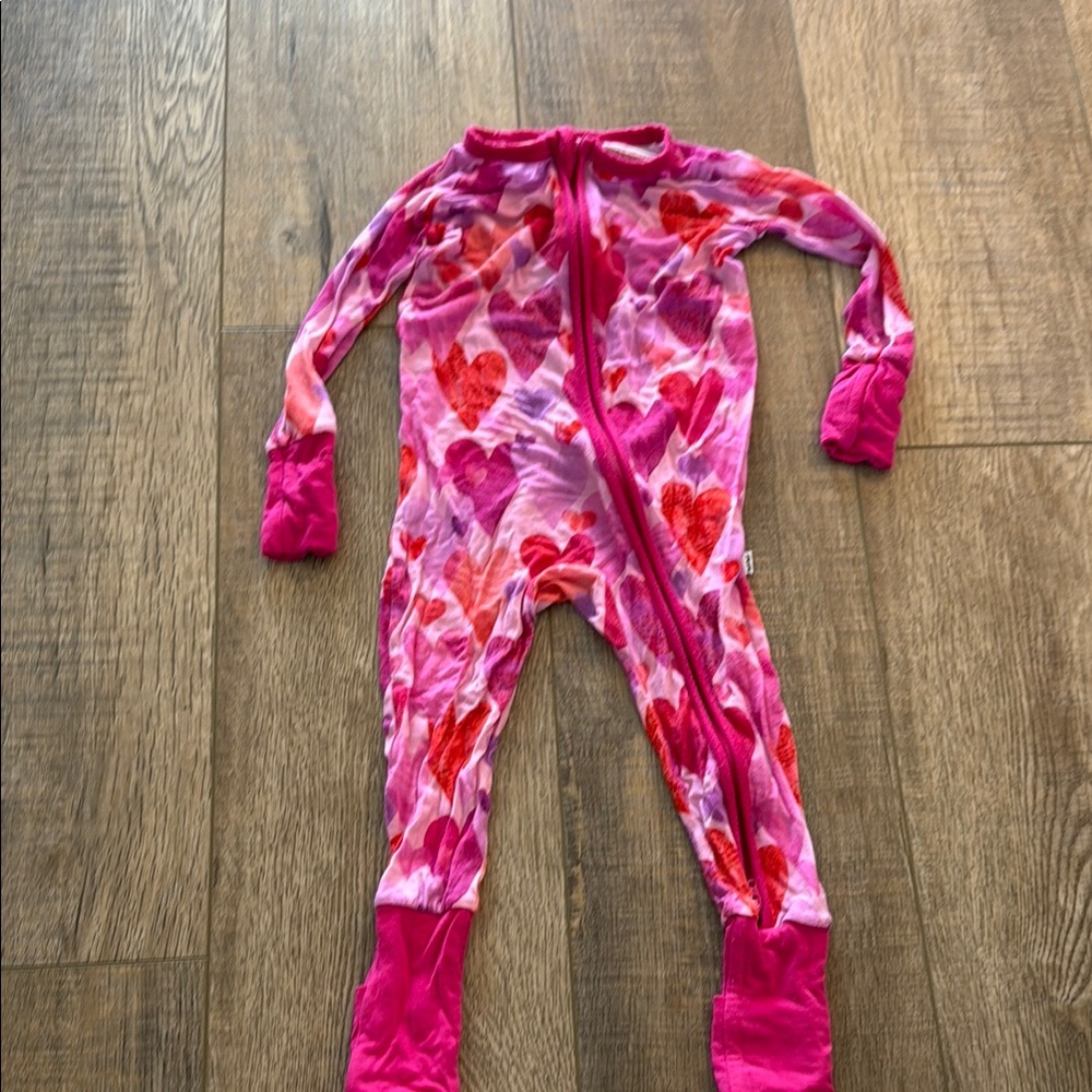 Little Sleepies Pink and Red Heart Kids zippie